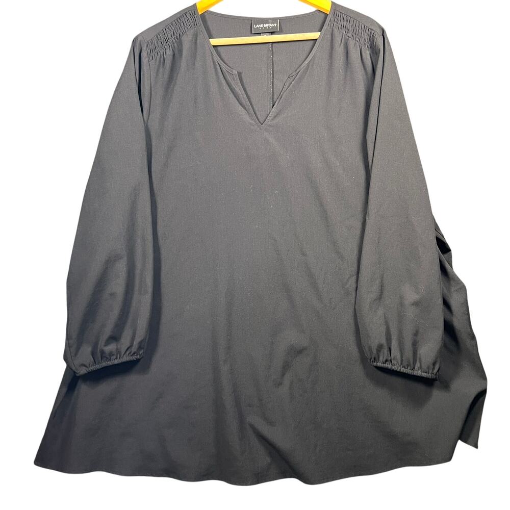 Lane Bryant Women's 18/20 Long Sleeve V Neck  Shirt Cotton Blend Black